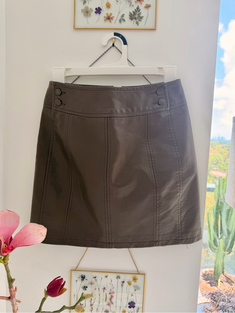 Free People Brown Faux Leather Skirt - Picture 2 of 7